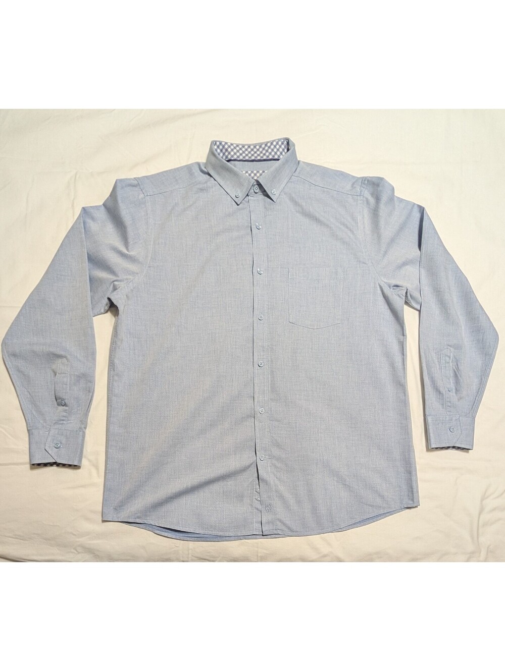 Johnston & Murphy Mens XL Button Down Shirt Light Blue Chambray Collar